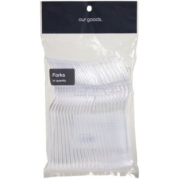 our goods Disposable Clear Plastic Forks, 24 ct