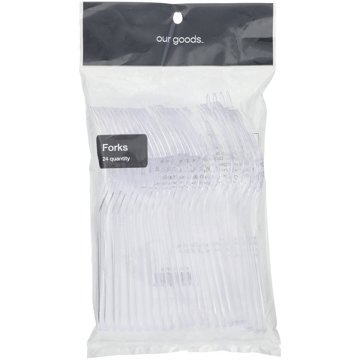 our goods Disposable Clear Plastic Forks, 24 ct