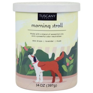 Tuscany Candle Morning Stroll Pet Odor Eliminator Candle - Lavender & Musk Scent, 14 oz