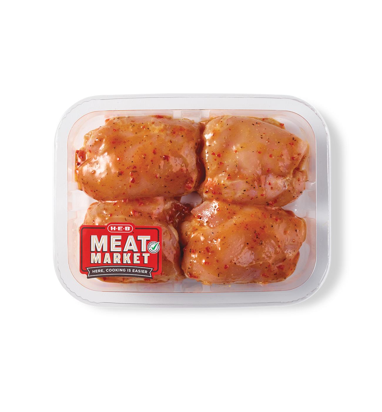 H-E-B Meat Market Marinated Boneless Chicken Thighs – Honey Garlic; image 1 of 3