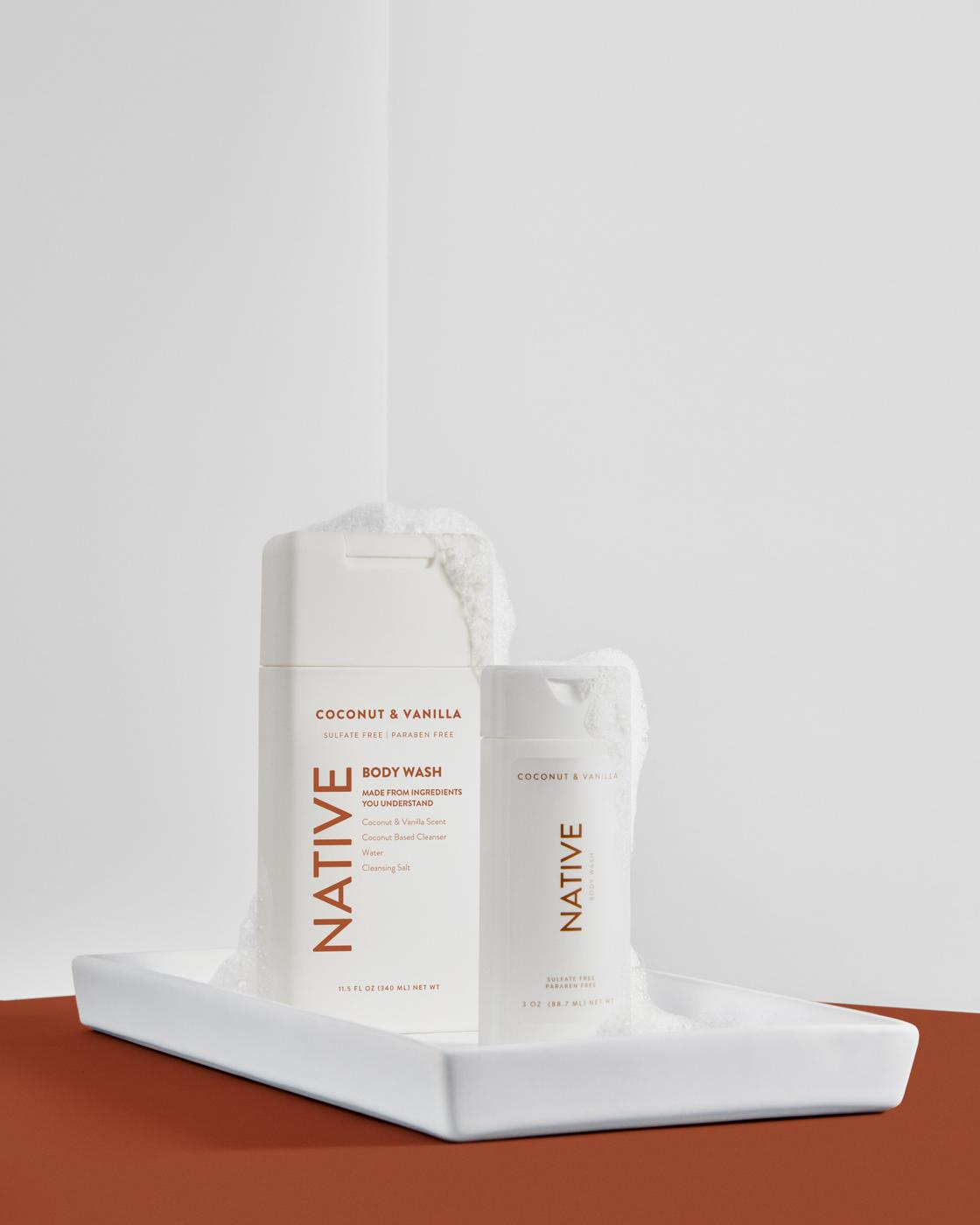 Native Travel Size Body Wash - Coconut & Vanilla; image 2 of 3