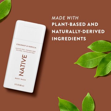 Native Travel Size Body Wash - Coconut & Vanilla, 3 oz