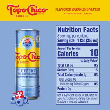 Topo Chico Sabores Blueberry with Hibiscus Extract Flavored Sparkling Water 8 pk Cans