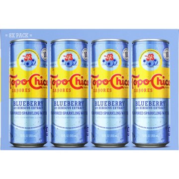 Topo Chico Sabores Blueberry with Hibiscus Extract Flavored Sparkling Water 8 pk Cans