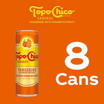 Topo Chico Sabores Tangerine with Ginger Extract Flavored Sparkling Water 8 pk Cans