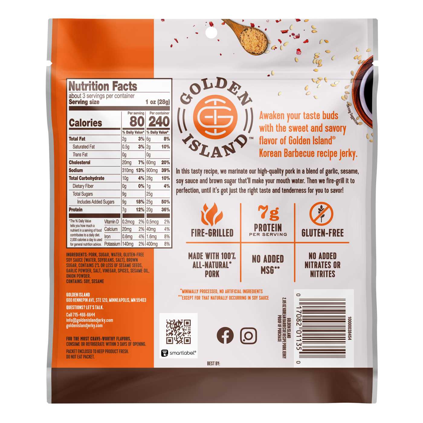 Golden Island 7g Protein Korean Barbecue Pork Jerky; image 2 of 2