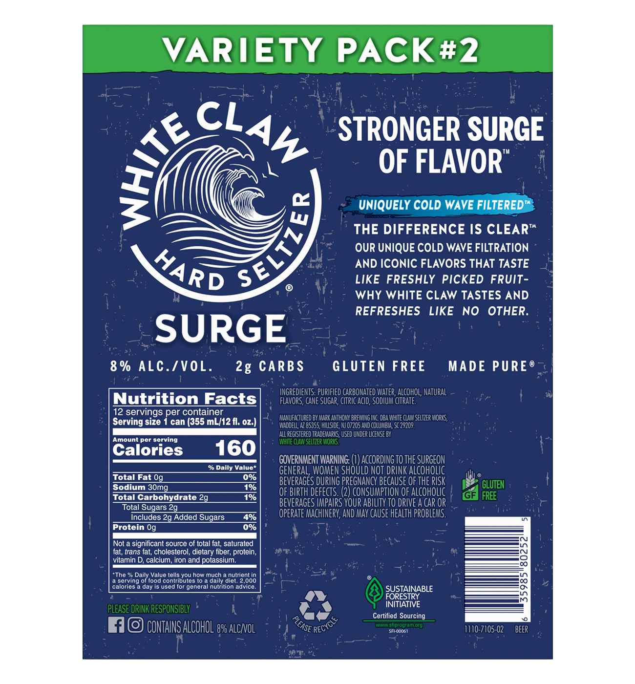 White Claw Surge Variety Pack 2 12pk Cans - Shop Malt beverages ...