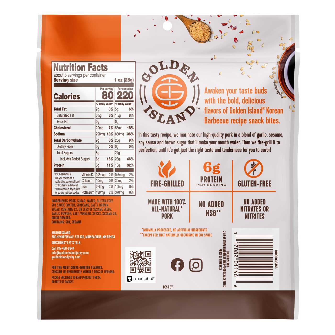 GOLDEN ISLAND 6g Protein Korean Barbecue Pork Snack Bites; image 2 of 2