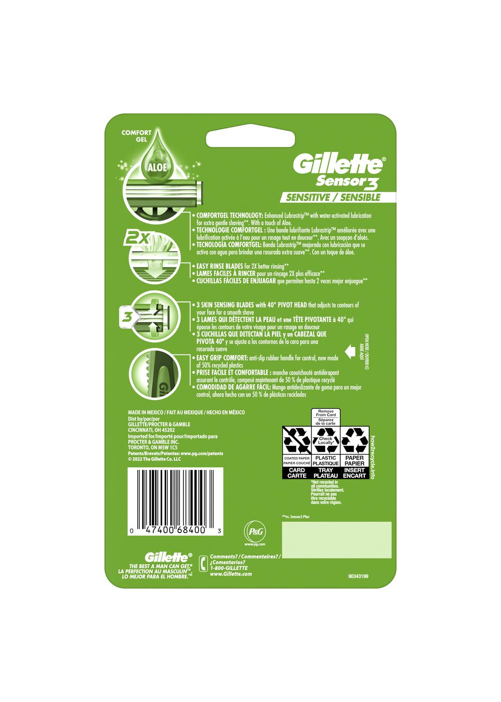 Gillette Sensor3 Sensitive Disposable Razors; image 2 of 2