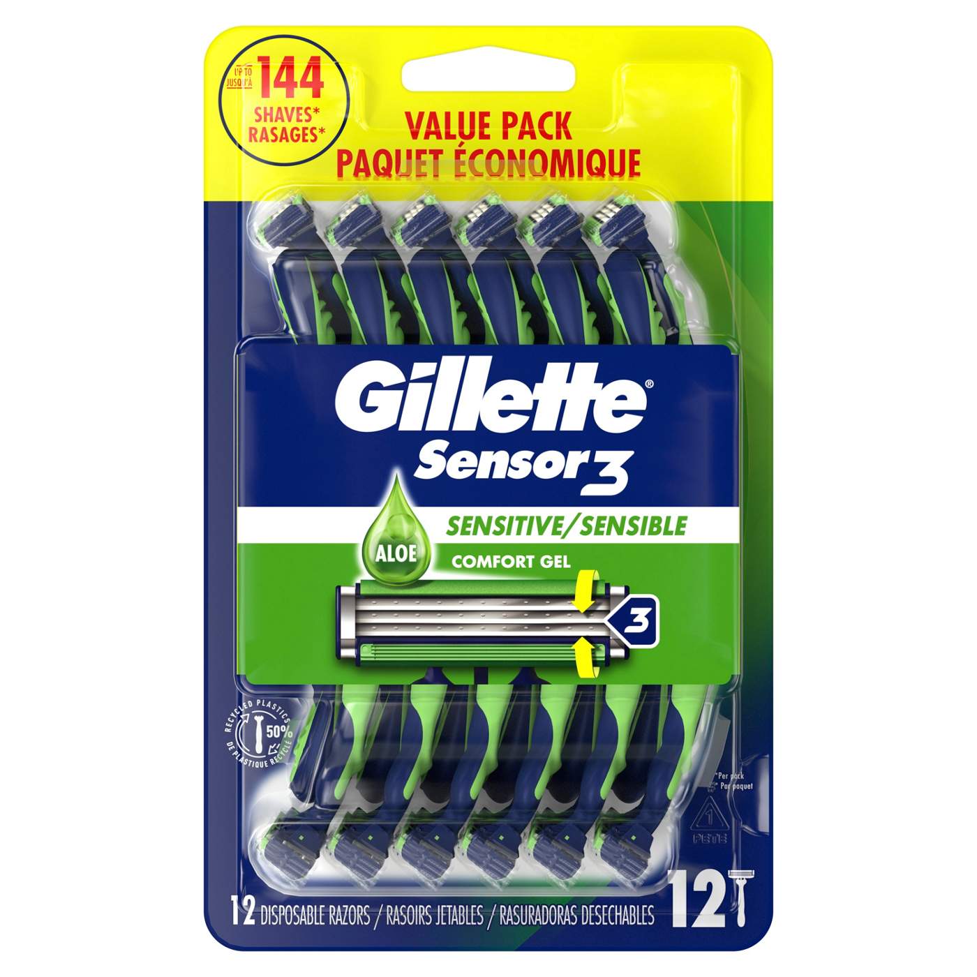 Gillette Sensor3 Sensitive Men's Disposable Razors; image 8 of 9