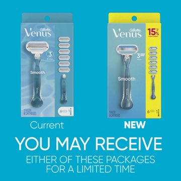 Venus Smooth Women's Reusable Razor Handle + 6 Blade Refills