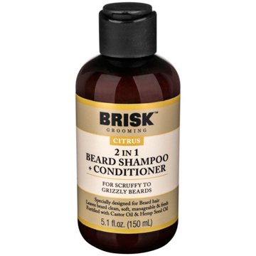Brisk Grooming 2 In 1 Beard Shampoo + Conditioner - Citrus, 5.1 oz