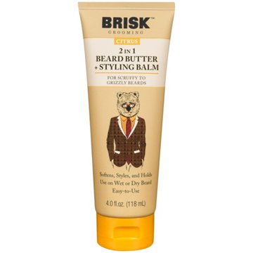 Brisk Grooming 2 In 1 Beard Butter + Styling Balm - Citrus, 4 oz