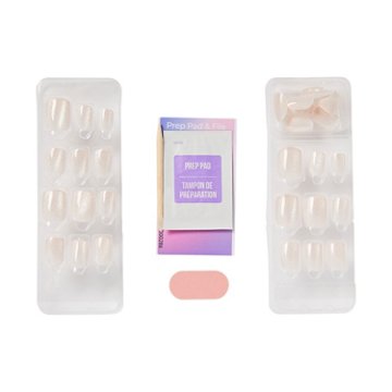 KISS Color FX by imPRESS No Glue Press-On Manicure Nails - Rebel (White Squoval Short Nails), 30 ct