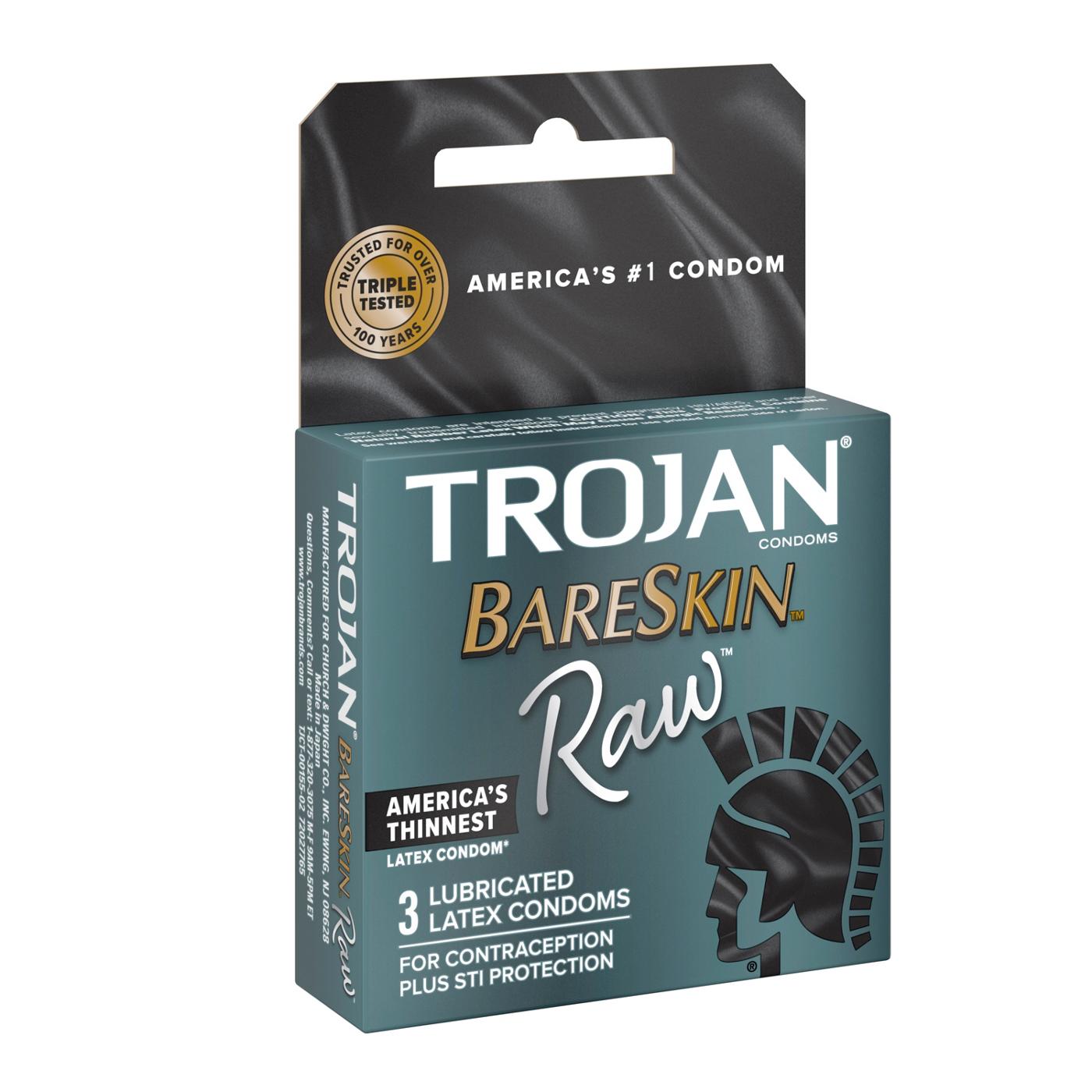 Trojan Bareskin Raw Lubricated Latex Condoms; image 3 of 3