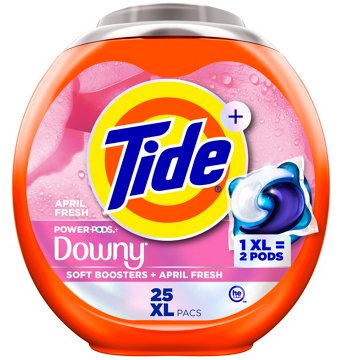 Tide Power PODS + Downy Laundry Detergent Pods - Soft Boosters + April Fresh, 25 ct