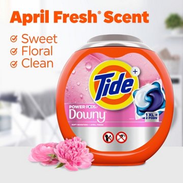 Tide Power PODS + Downy Laundry Detergent Pods - Soft Boosters + April Fresh, 25 ct