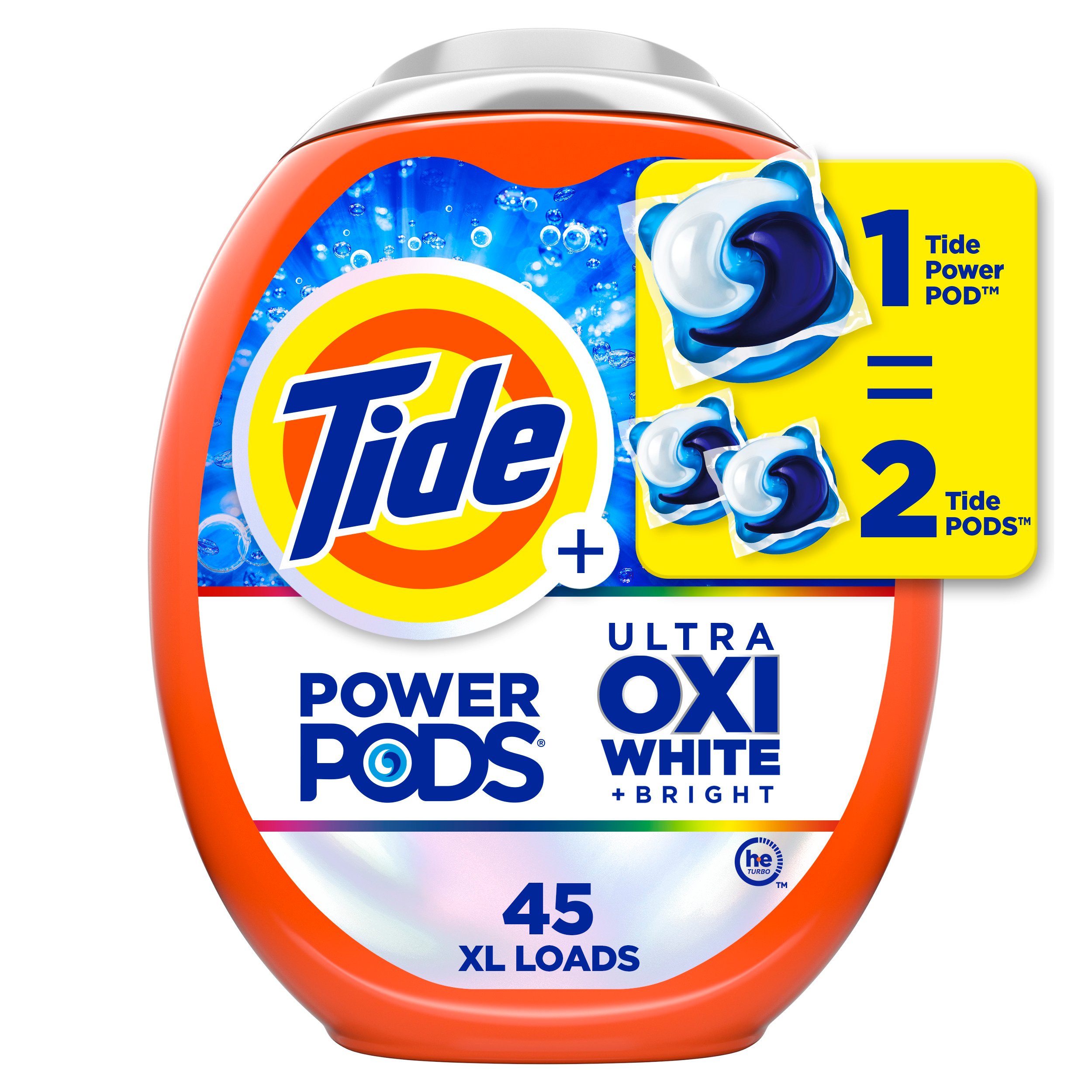 Tide Power Pods + Ultra Oxi White & Bright HE Laundry Detergent - Shop ...