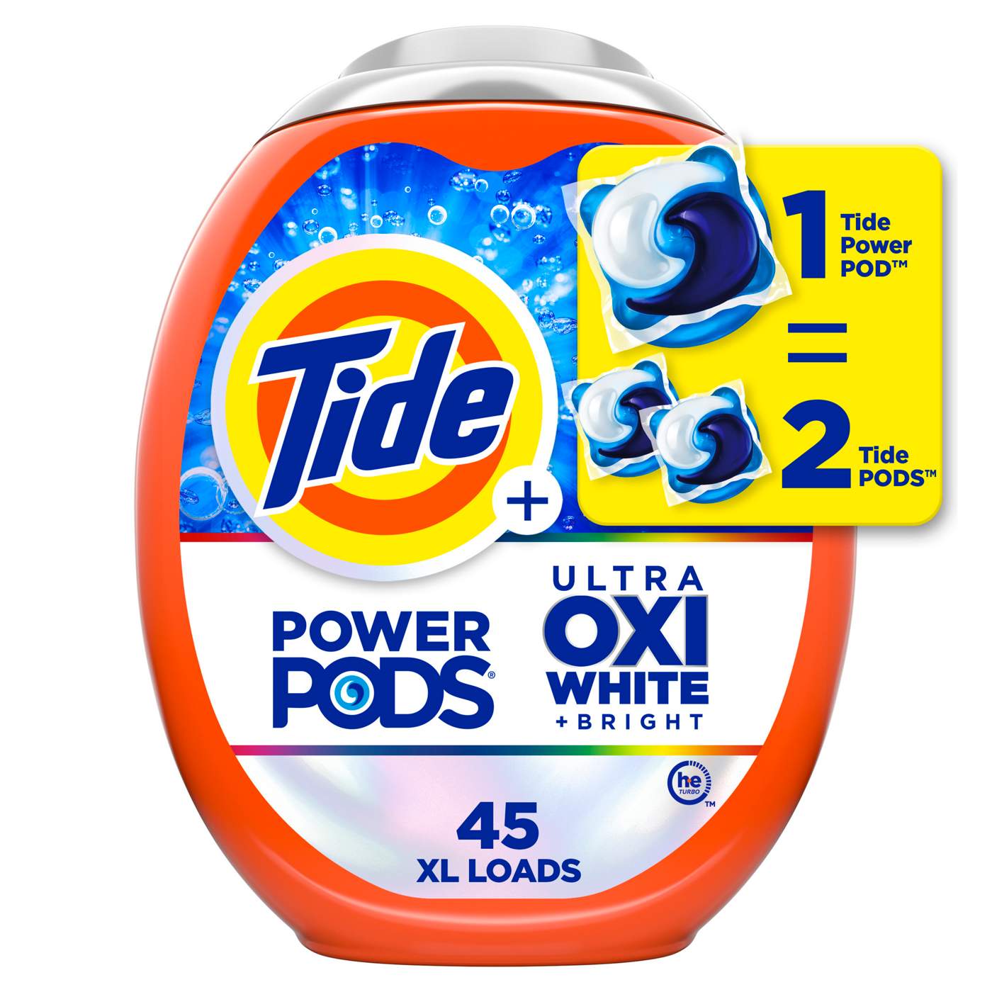 Tide Power Pods + Ultra Oxi White & Bright HE Laundry Detergent; image 1 of 8