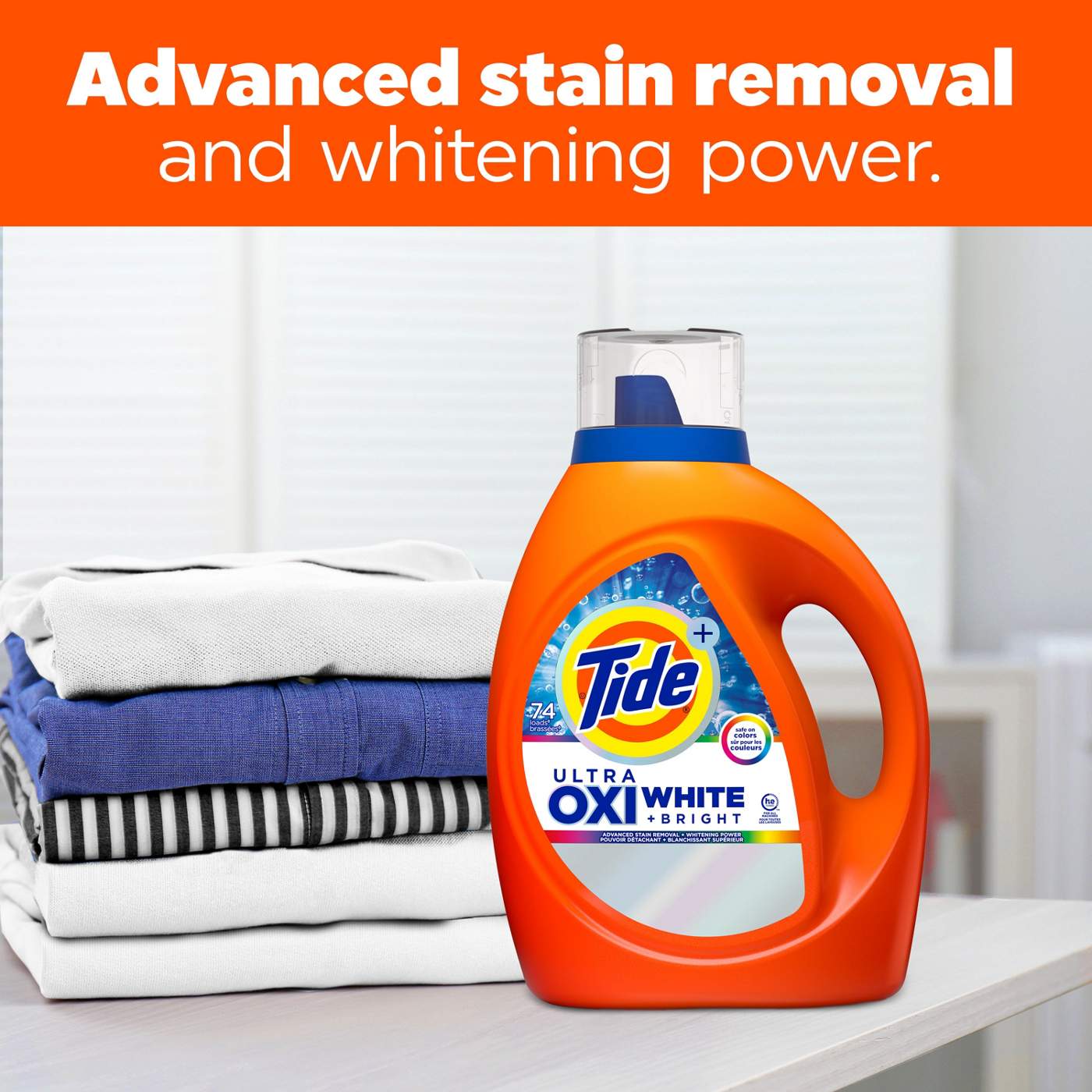 Tide + Ultra Oxi White & Bright HE Turbo Clean Liquid Laundry Detergent, 59 Loads; image 5 of 8