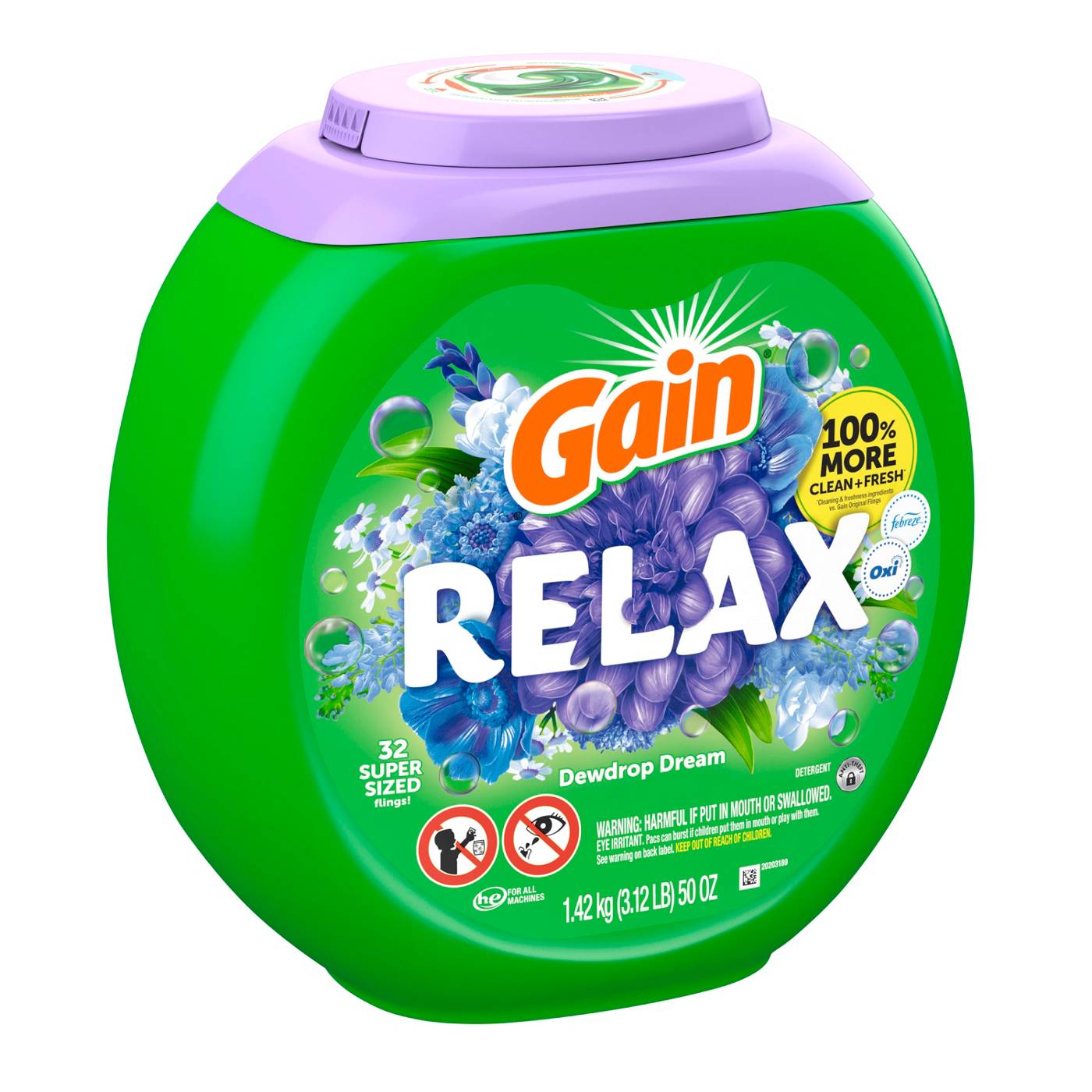 Gain Super Flings Laundry Detergent Pacs - Dewdrop Dream Scent; image 2 of 5