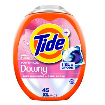 Tide Power PODs + Downy Laundry Detergent Pods - Soft Boosters + April Fresh, 45 ct