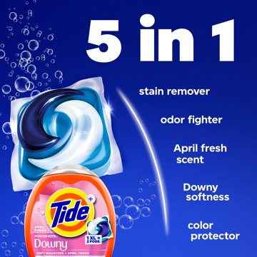 Tide Power PODs + Downy Laundry Detergent Pods - Soft Boosters + April Fresh, 45 ct