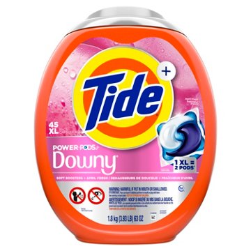 Tide Power PODs + Downy Laundry Detergent Pods - Soft Boosters + April Fresh, 45 ct