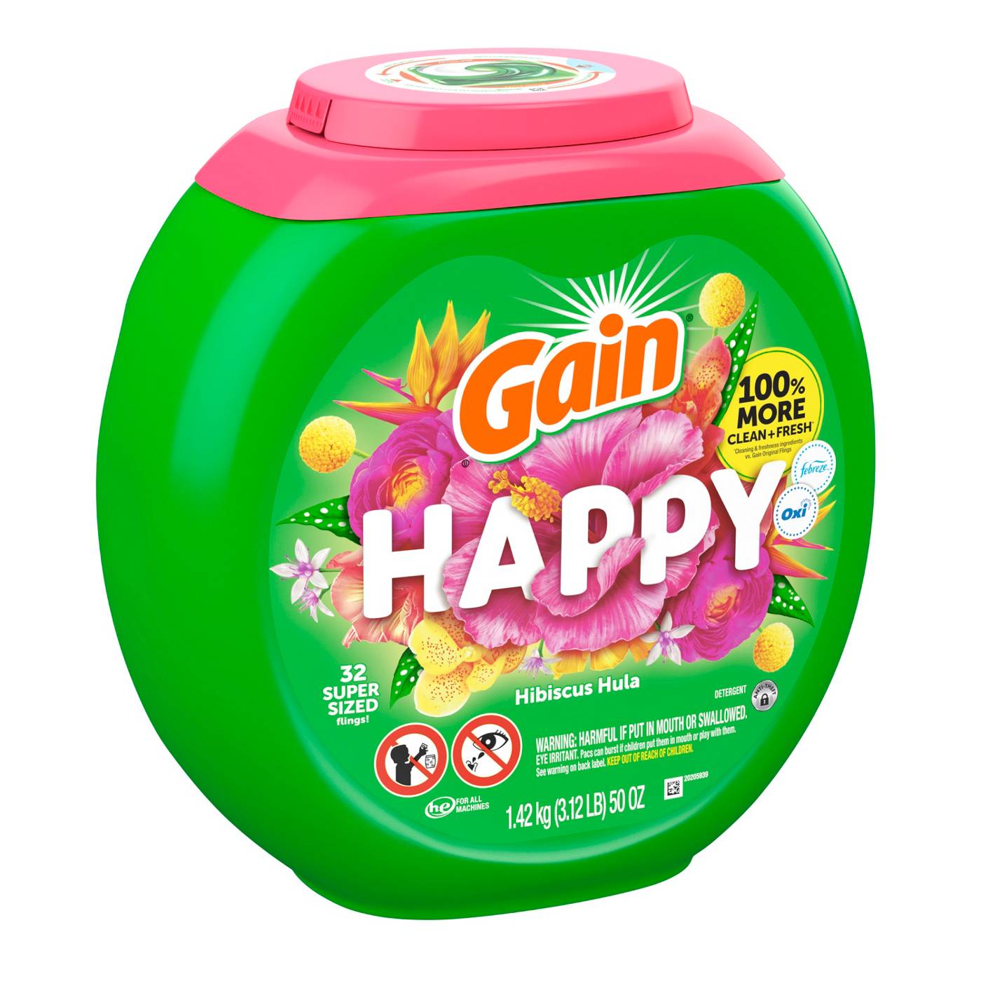 Gain Super Sized Flings! Happy Hibiscus Hula Laundry Detergent Pacs; image 5 of 9