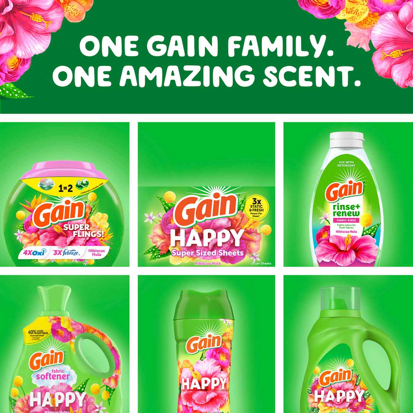 Gain Super Sized Flings! Happy Hibiscus Hula Laundry Detergent Pacs; image 8 of 10
