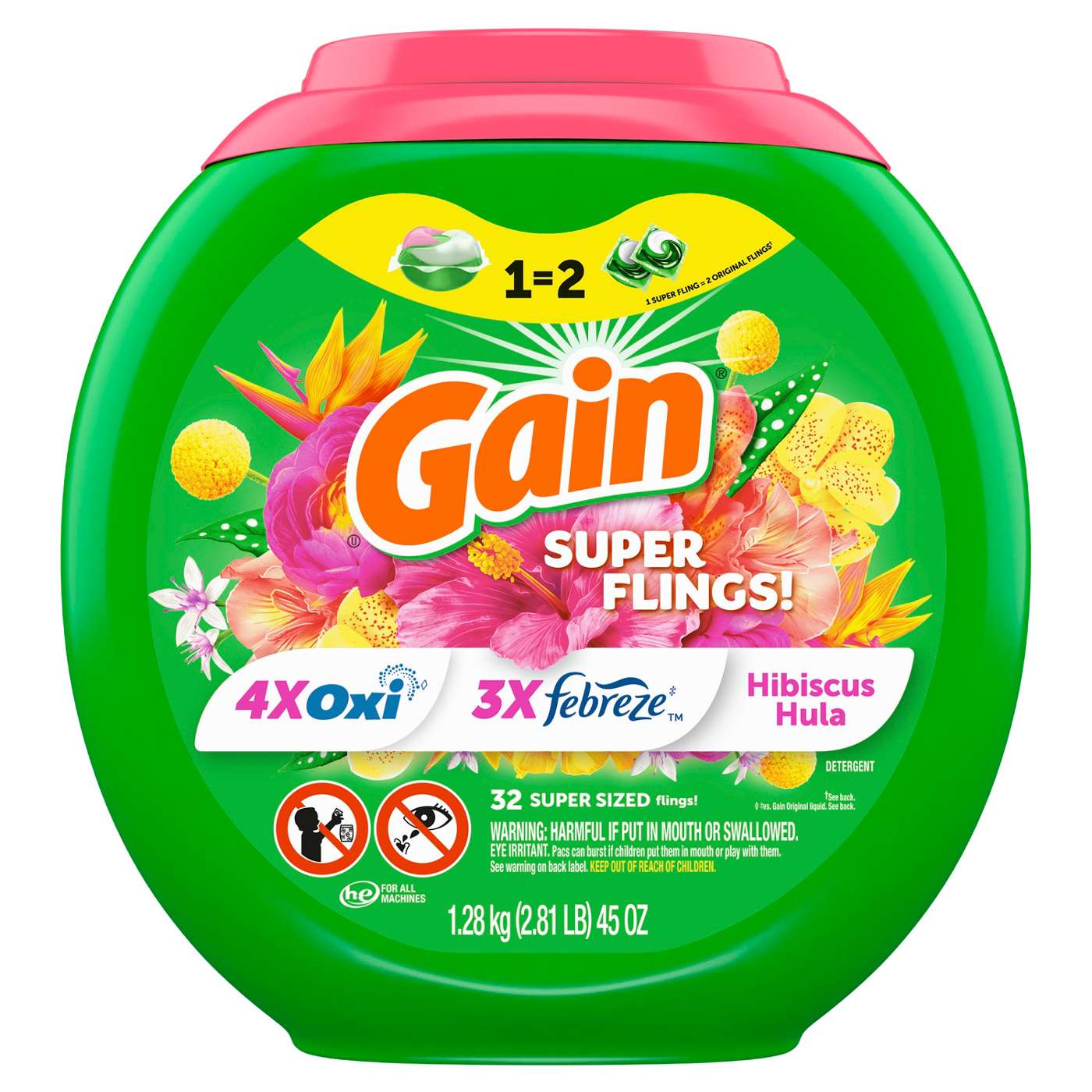 Gain Super Sized Flings! Happy Hibiscus Hula Laundry Detergent Pacs; image 9 of 10