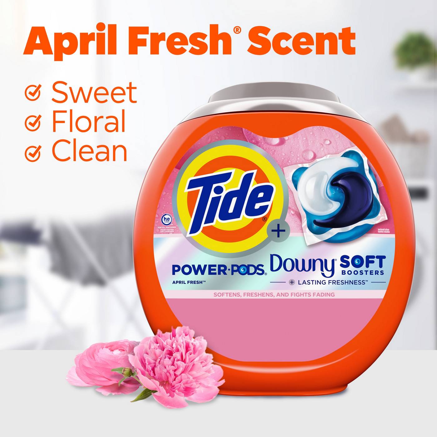 Tide Power Pods + Downy Soft Boosters HE Laundry Detergent - April Fresh; image 2 of 4