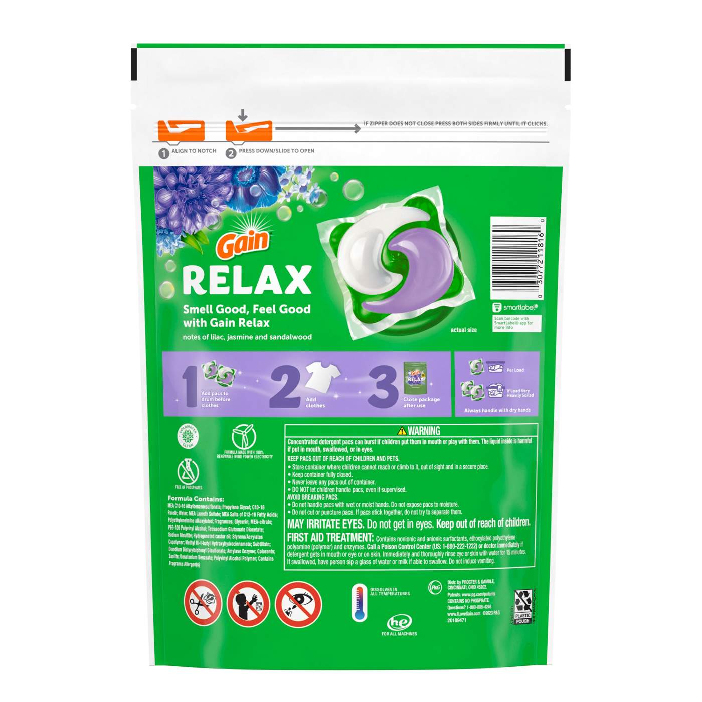 Gain Super Sized Flings! Relax HE Laundry Detergent Pacs - Dewdrop Dream; image 2 of 6