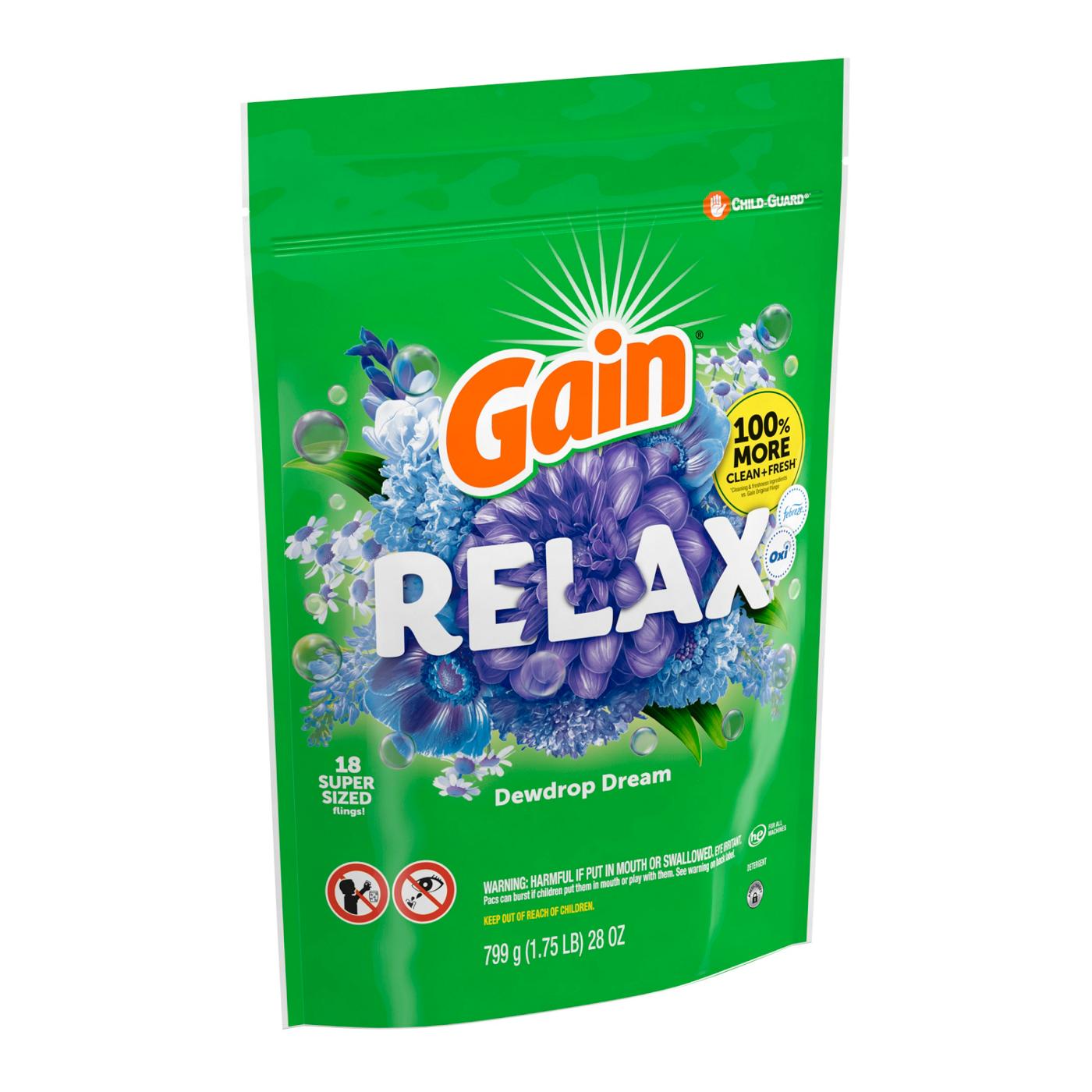 Gain Super Sized Flings! Relax HE Laundry Detergent Pacs - Dewdrop Dream; image 6 of 6
