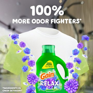 Gain Liquid Laundry Detergent, Relax Dewdrop Dream Scent, 100 Loads, 144 oz