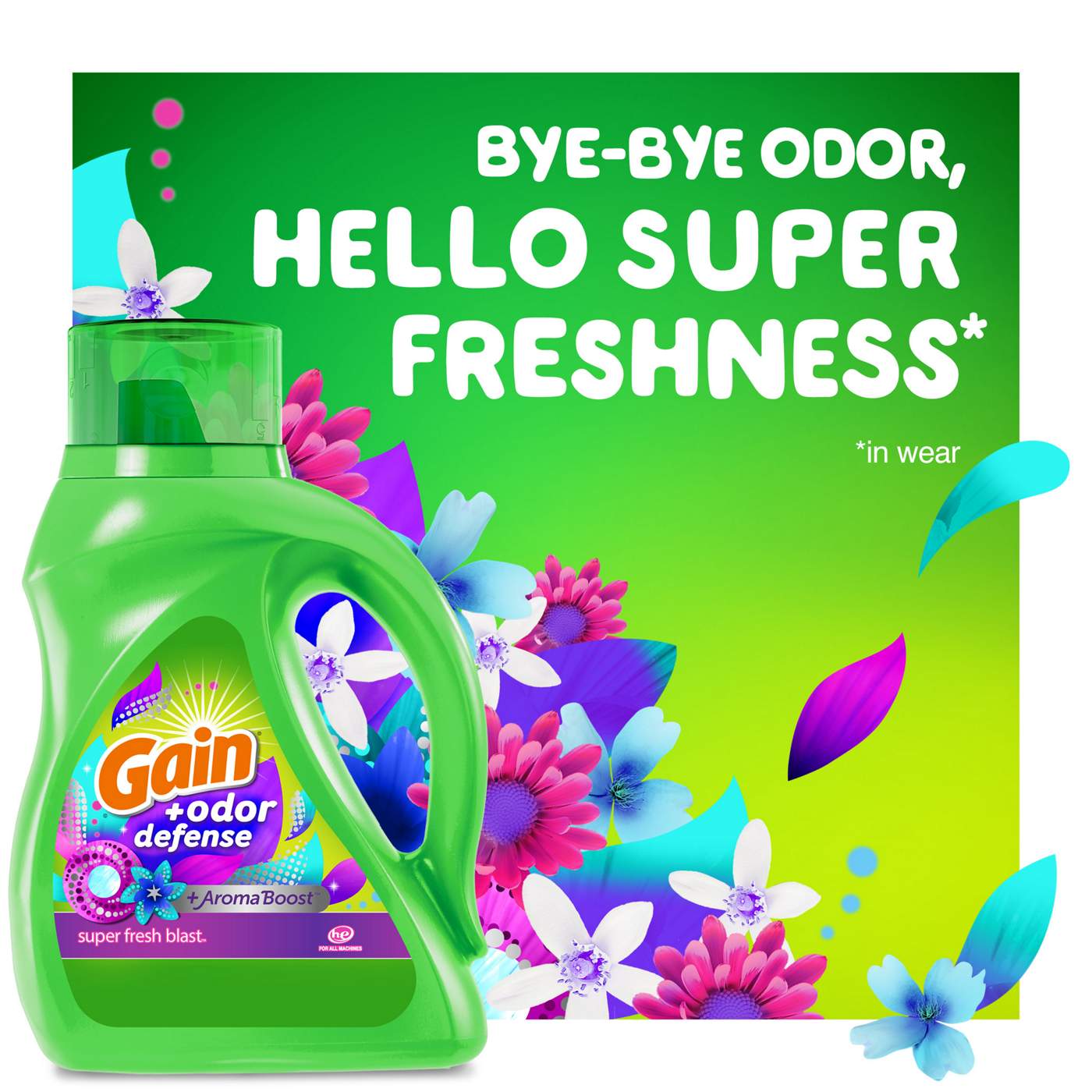 Gain + Odor Defense HE Liquid Laundry Detergent, 128 Loads - Super Fresh Blast; image 3 of 10