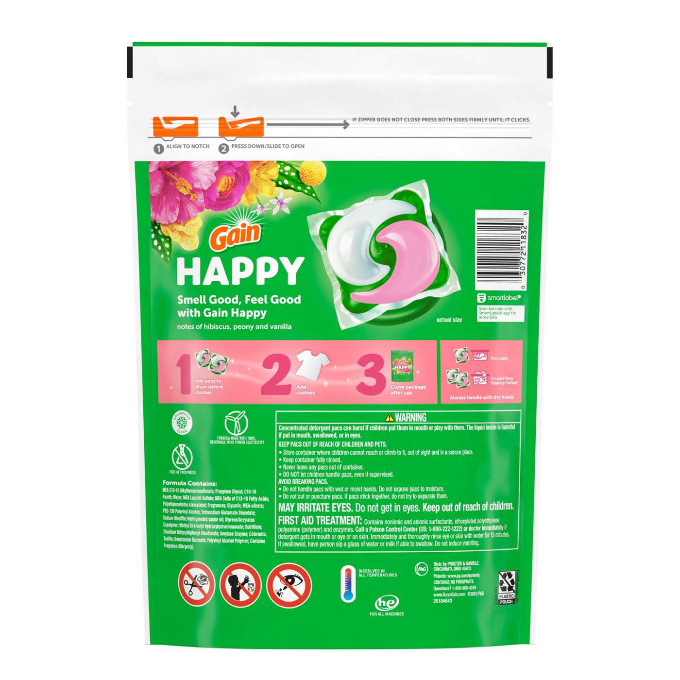 Gain Super Sized Flings! Happy HE Laundry Detergent Pacs - Hibiscus Hula; image 3 of 10