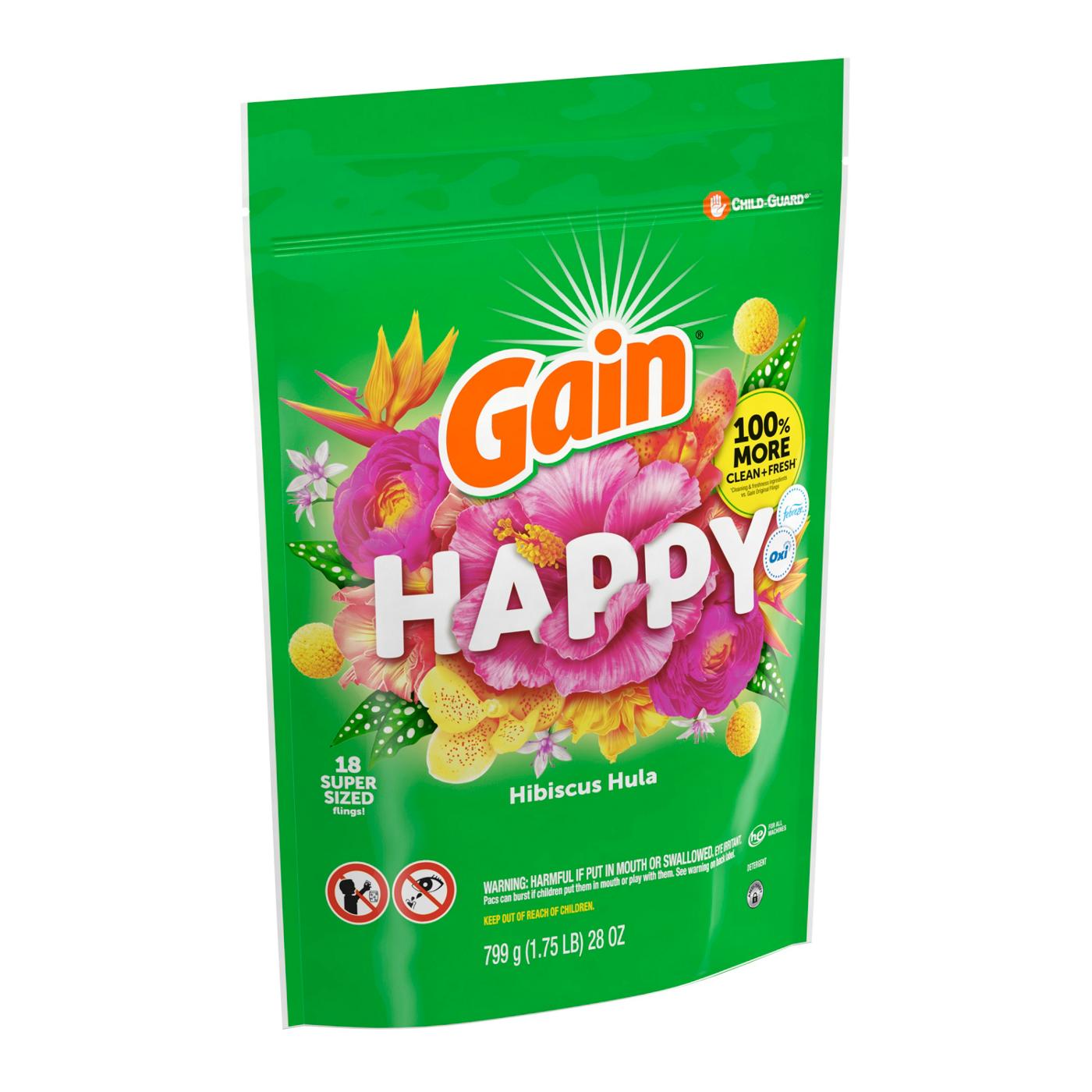 Gain Super Sized Flings! Happy HE Laundry Detergent Pacs - Hibiscus Hula; image 7 of 7