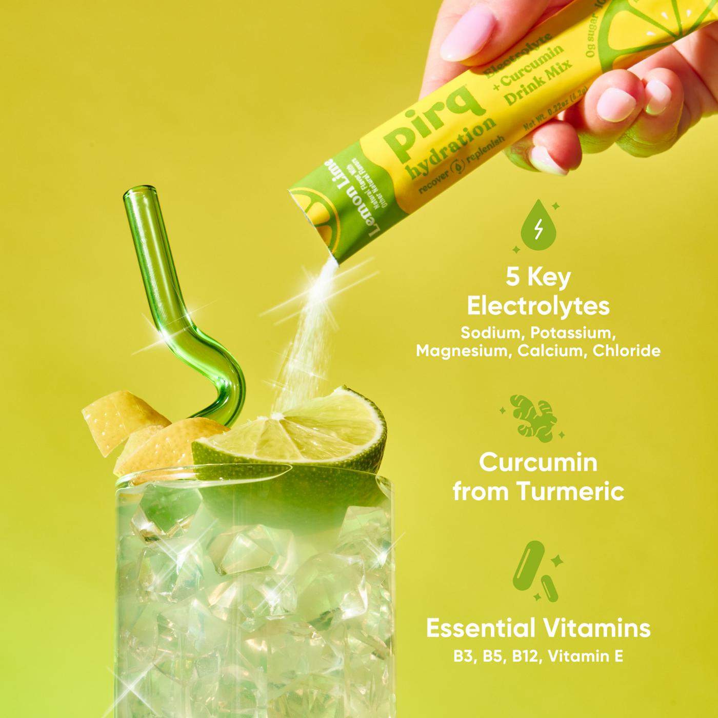 Pirq Hydration Electrolytes + Curcumin Drink Mix Stick Packs - Lemon Lime; image 3 of 4