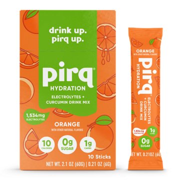 Pirq Hydration Electrolyte + Curcumin Drink Mix Stick Packs - Orange