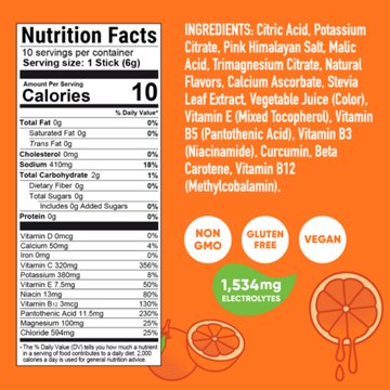 Pirq Hydration Electrolyte + Curcumin Drink Mix Stick Packs - Orange