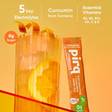 Pirq Hydration Electrolyte + Curcumin Drink Mix Stick Packs - Orange