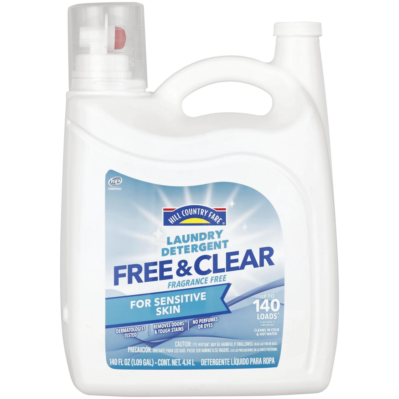 Hill Country Fare Free & Clear HE Liquid Laundry Detergent, 140 Loads - Fragrance-Free; image 1 of 3