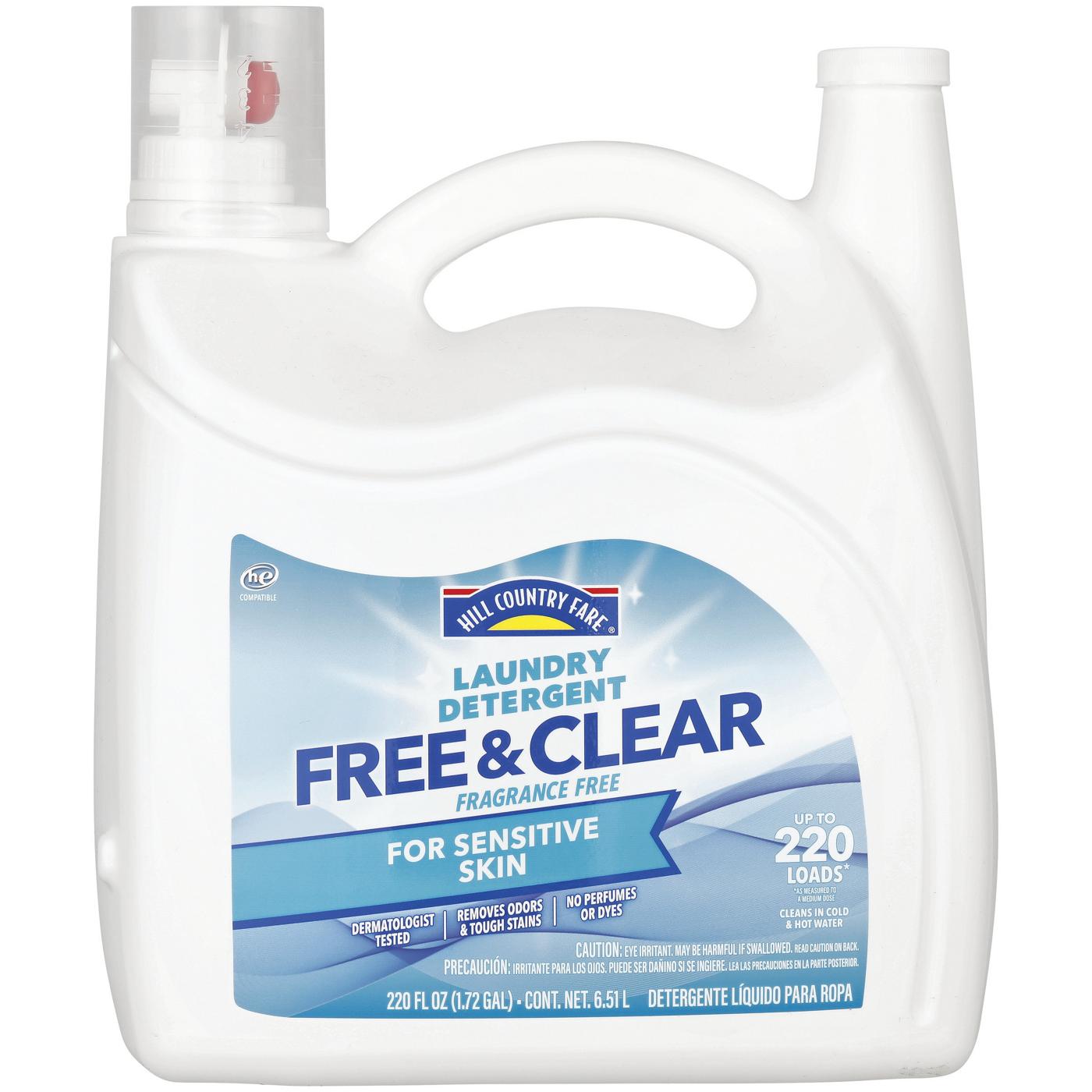 Hill Country Fare Free & Clear HE Liquid Laundry Detergent, 220 Loads – Fragrance-Free; image 1 of 3