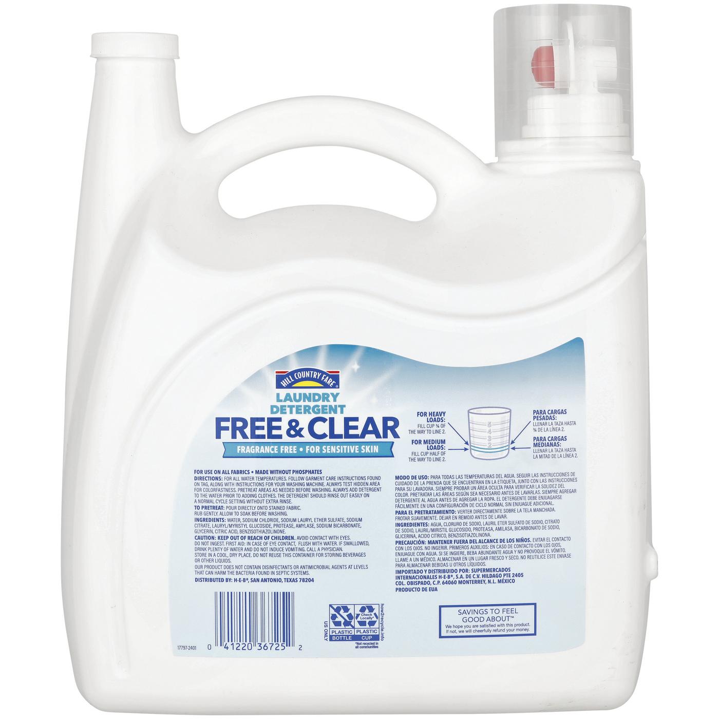 Hill Country Fare Free & Clear HE Liquid Laundry Detergent, 220 Loads – Fragrance-Free; image 2 of 3