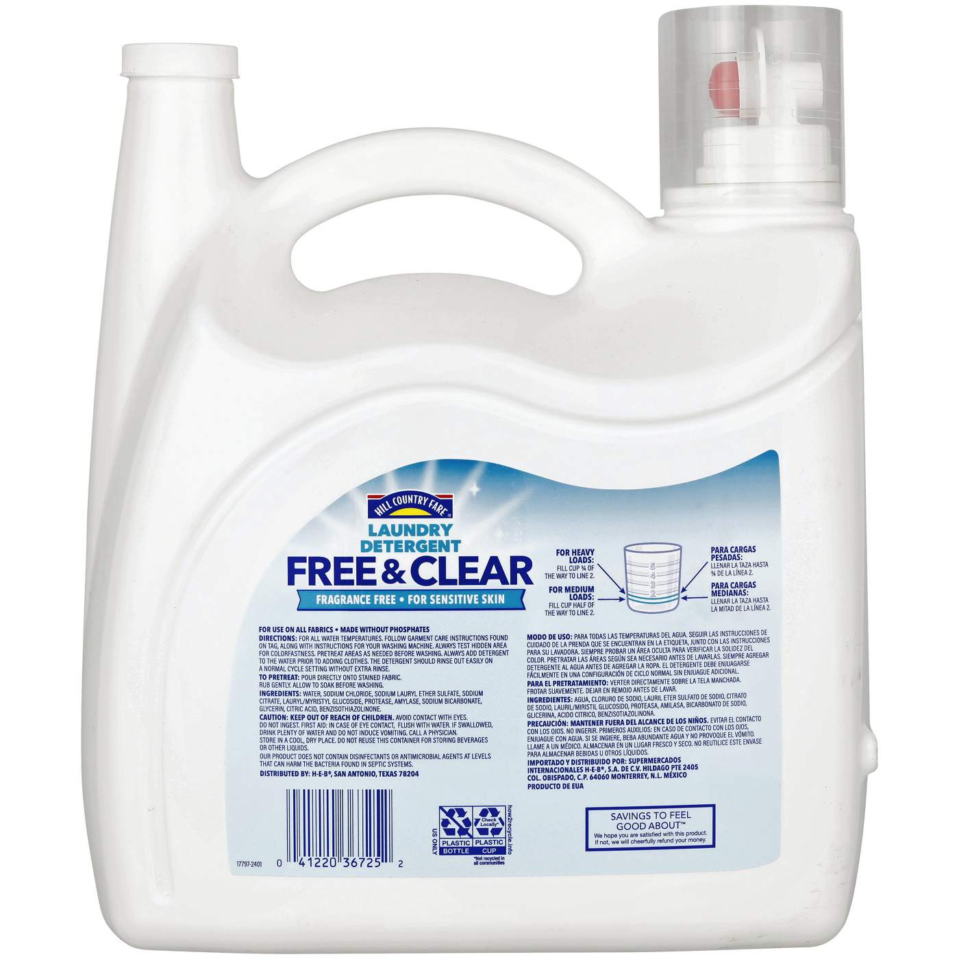 Hill Country Fare Free & Clear HE Liquid Laundry Detergent, 220 Loads – Fragrance-Free; image 4 of 8