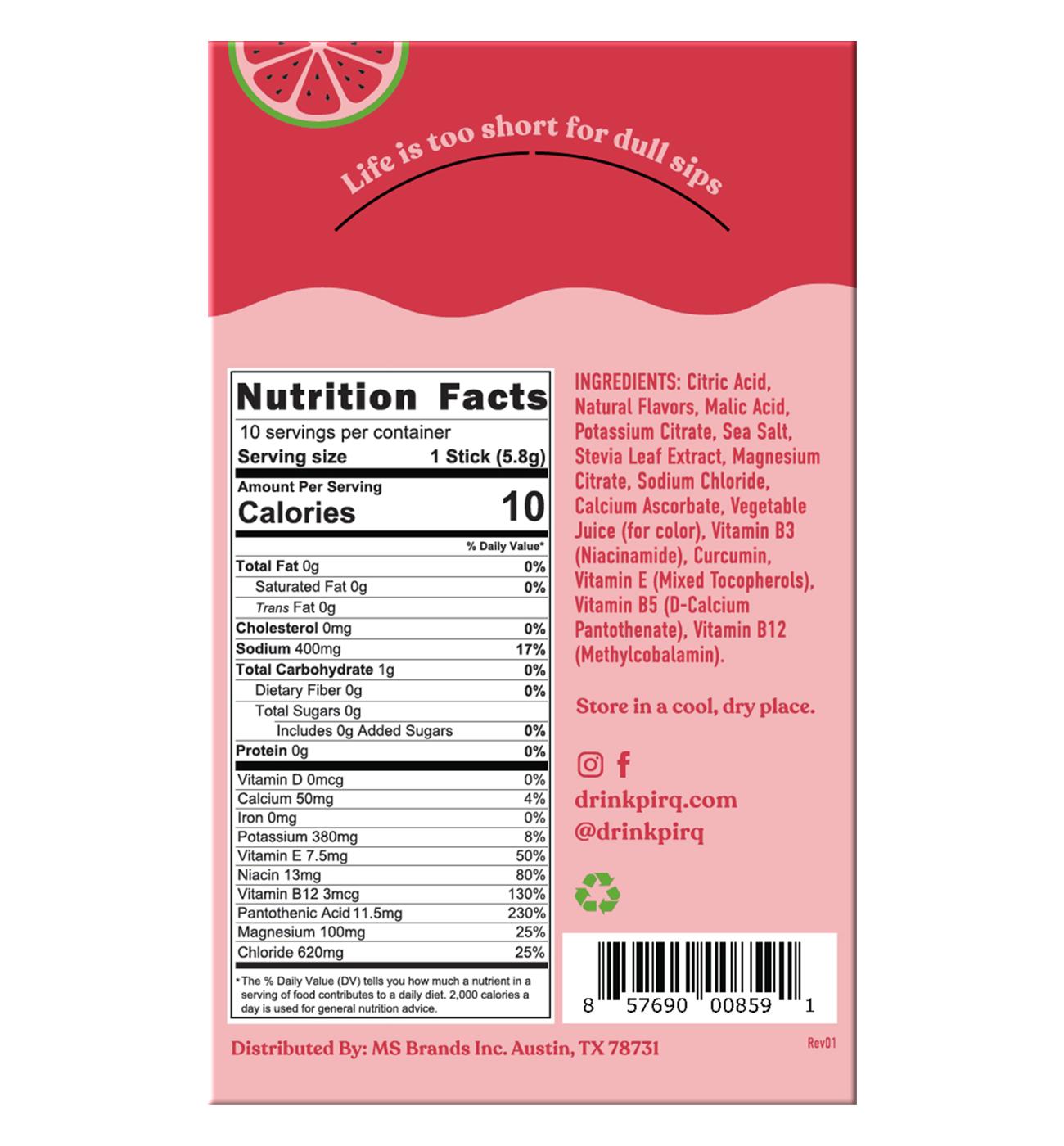 Pirq Hydration Electrolyte + Curcumin Drink Mix Stick Packs - Watermelon; image 5 of 5