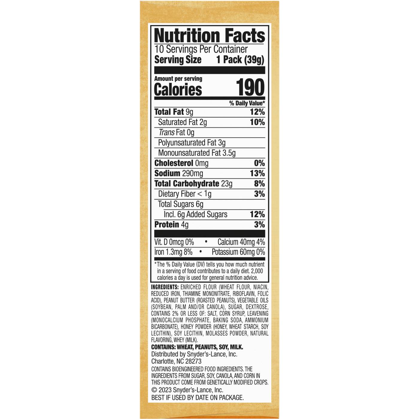 Lance Sandwich Crackers Captain's Wafers Peanut Butter & Honey; image 2 of 2