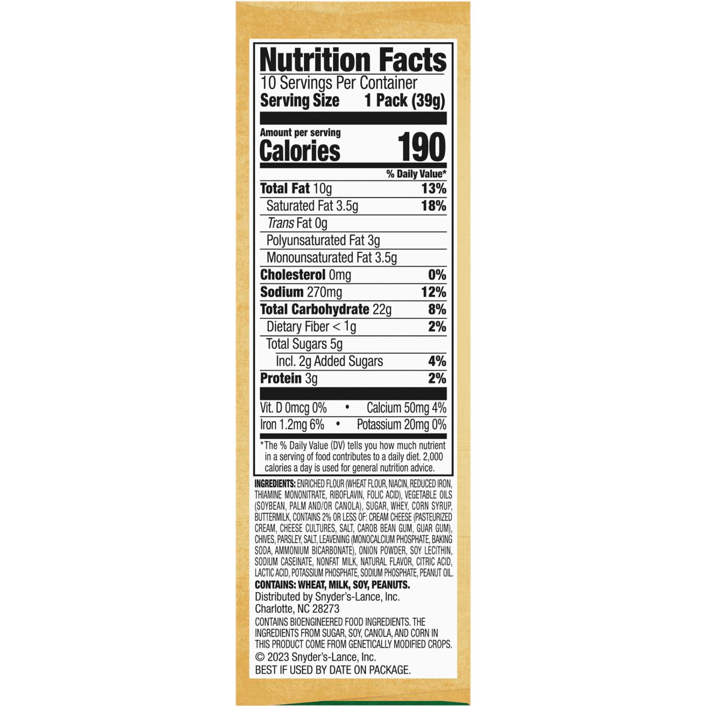 Lance Sandwich Crackers Captain's Wafers Cream Cheese & Chives Shop