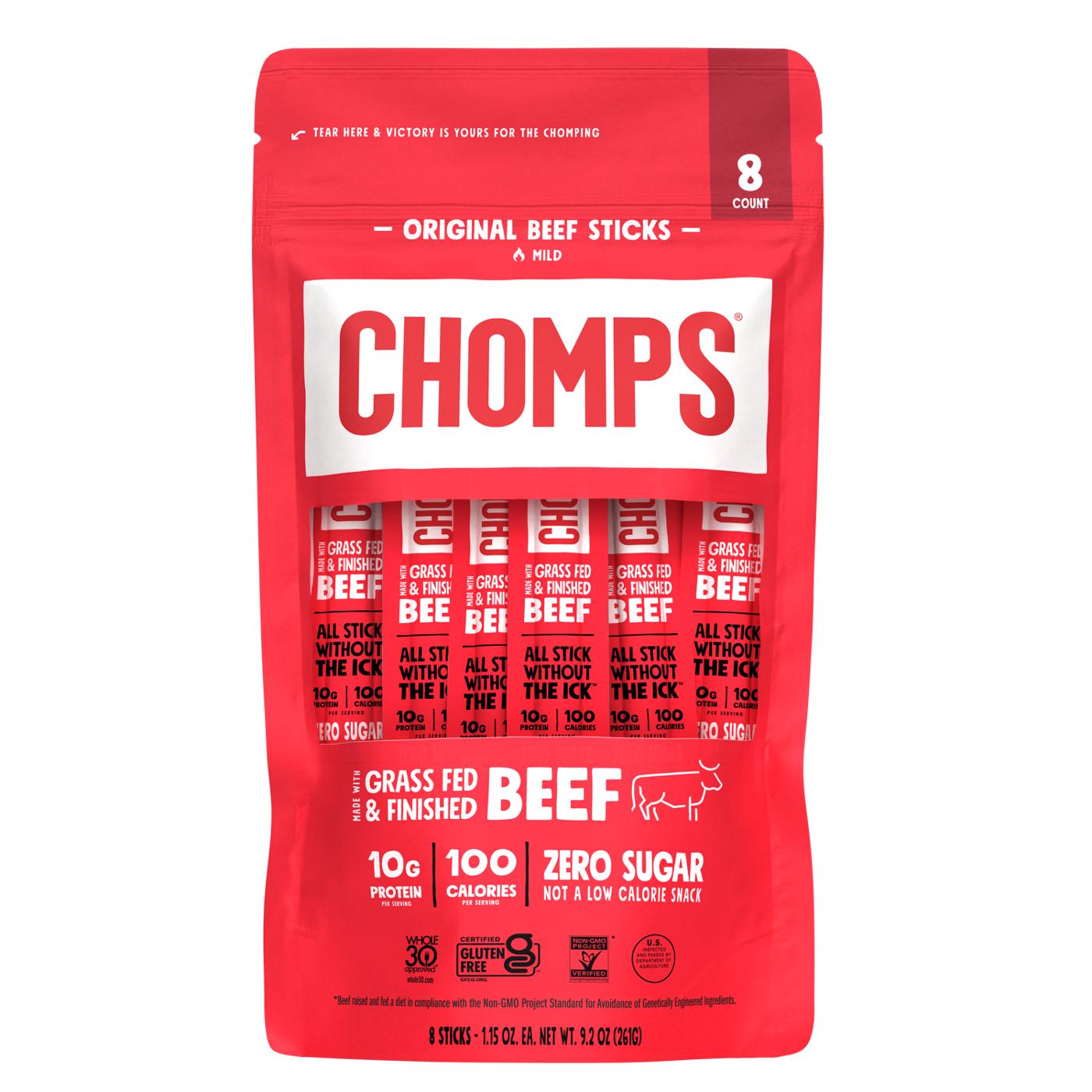 Chomps 10g Protein Original Beef Jerky Meat Sticks; image 1 of 4